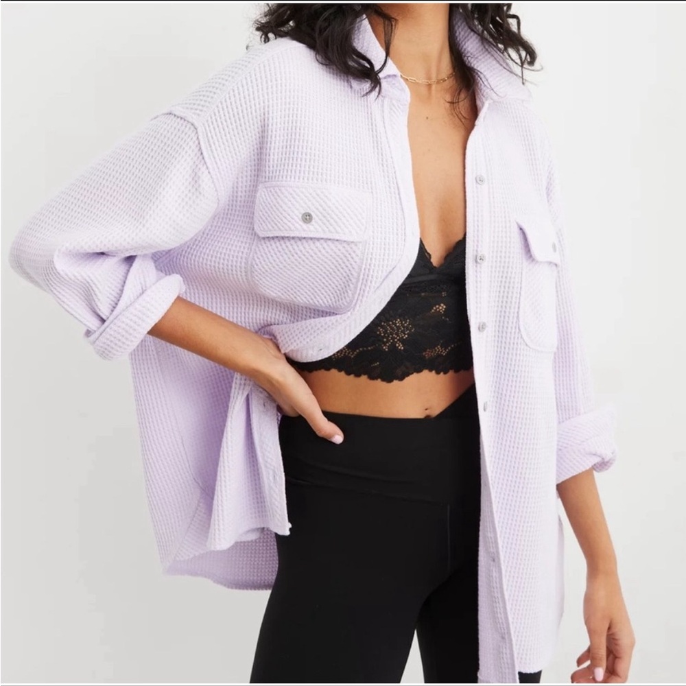 Aerie LumberJane Waffle Shirt in Violet Flurry Size XS